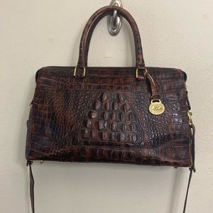 COPY - Brahmin Brown Crocs Embossed Leather Crossbody Shoulder Sling Handbag